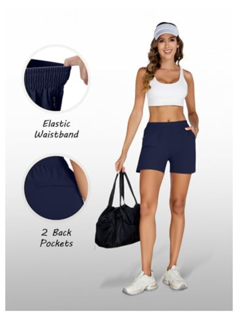 Women's Hiking Cargo Shorts Quick Dry Lightweight Athletic with Zipper Pockets - Picture 4 of 5